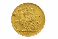 Lot 590 - GOLD TWO POUNDS COIN DATED 1887