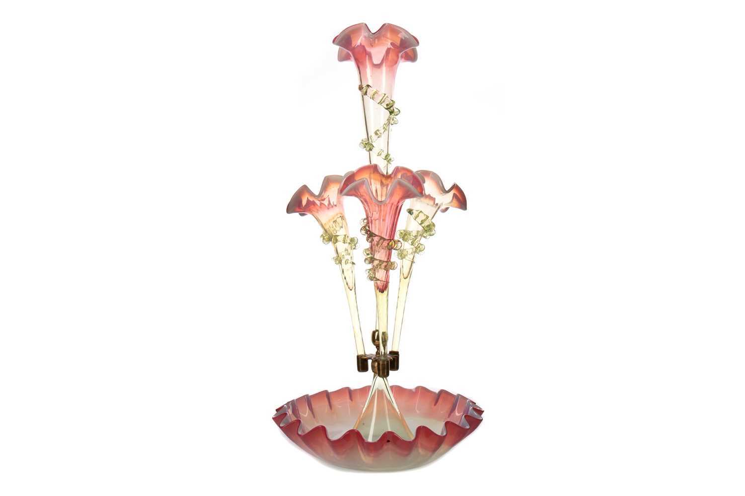 Lot 525 Victorian Vaseline Glass Epergne