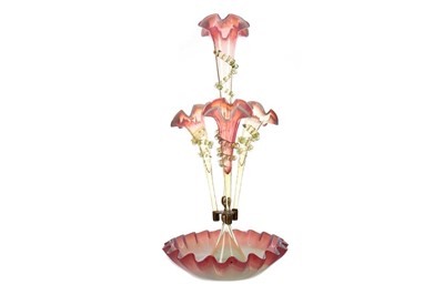 Lot 525 - VICTORIAN VASELINE GLASS EPERGNE