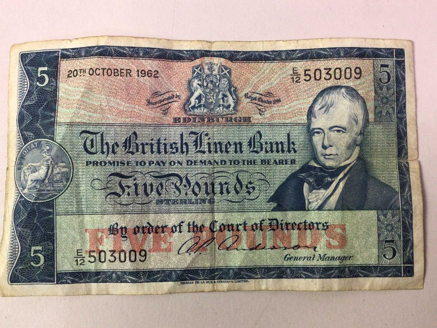 Lot 120 - THE BRITISH LINEN BANK, £5 NOTE