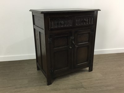 Lot 484 - DARK OAK CUPBOARD CHEST
