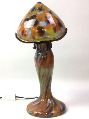 Lot 530 - FOUR GLASS MUSHROOM SHAPED TABLE LAMPS