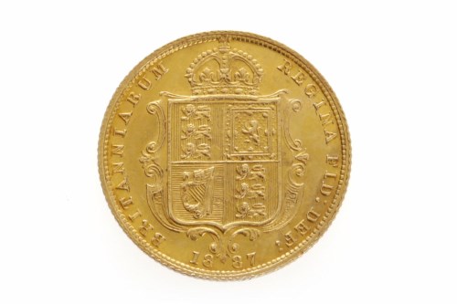 Lot 598 - GOLD HALF SOVEREIGN DATED 1887