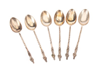 Lot 1287 - SET OF SIX SILVER PLATED APOSTLE TEASPOONS