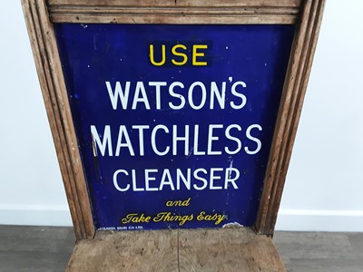 Lot 84 - WATSON'S MATCHLESS CLEANSER, ENAMEL BACK ADVERTISMENT CHAIR