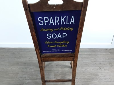 Lot 84 - WATSON'S MATCHLESS CLEANSER, ENAMEL BACK ADVERTISMENT CHAIR