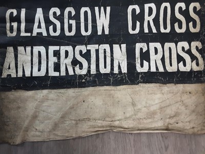 Lot 608 - 1950S VINTAGE TRAM DESTINATION BLIND, DENNISTON DEPOT, GLASGOW