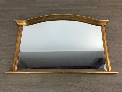 Lot 555 - GILT FRAMED OVERMANTLE WALL MIRROR