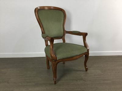 Lot 618 - FRNCH STYLE BALLOON BACK ARMCHAIR