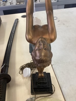 Lot 53 - ART DECO COLD PAINTED SPELTER FIGURAL TABLE LAMP