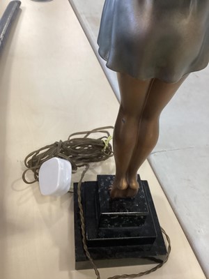 Lot 53 - ART DECO COLD PAINTED SPELTER FIGURAL TABLE LAMP