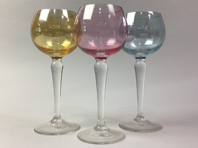 Lot 537 - SIX VINTAGE HOCK GLASSES