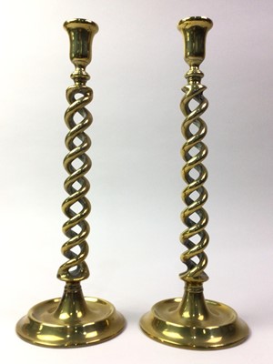 Lot 541 - PAIR OF BRASS CANDLESTICKS
