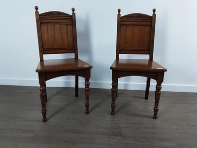 Lot 648 - PAIR OF OAK HALL CHAIRS