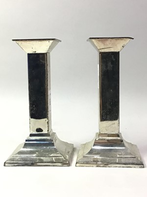 Lot 666 - THREE PAIRS OF CANDLESTICKS