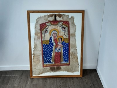 Lot 881 - ETHIOPIAN COPTIC CHRISTIAN PAINTING OF THE MADONNA AND CHILD