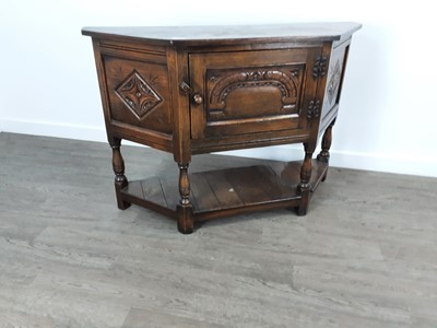 Lot 696 - REPRODUCTION OAK CREDENCE CUPBOARD
