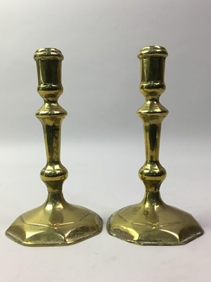 Lot 388 - PAIR OF BRASS CANDLESTICKS