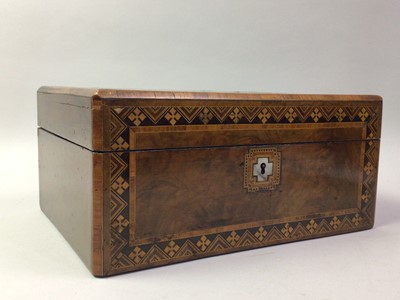 Lot 710 - VICTORIAN WALNUT NEEDLEWORK BOX