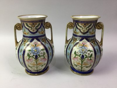 Lot 771 - PAIR OF NORITAKE TWIN HANDLED VASES
