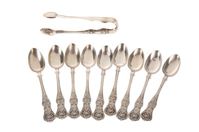 Lot 1295 - SET OF TWELVE VICTORIAN SILVER TEASPOONS AND TONGS