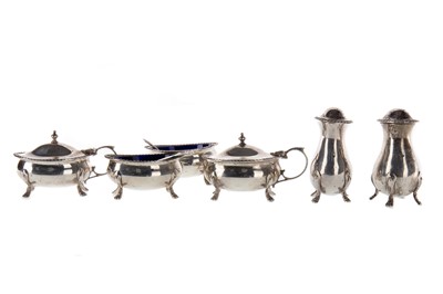 Lot 1298 - GEORGE VI SILVER SIX PIECE CRUET SET