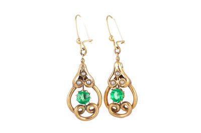 Lot 417 - TWO PAIRS OF DROP EARRINGS