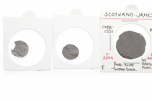 Lot 680 - TWO SCOTTISH SILVER JAMES I SILVER PENNIES...