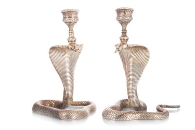 Lot 1300 - GOOD AND RARE PAIR OF VICTORIAN NOVELTY SILVER CANDLESTICKS