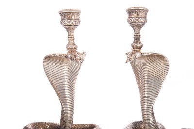 Lot 1300 - GOOD AND RARE PAIR OF VICTORIAN NOVELTY SILVER CANDLESTICKS