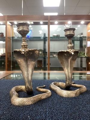 Lot 1300 - GOOD AND RARE PAIR OF VICTORIAN NOVELTY SILVER CANDLESTICKS