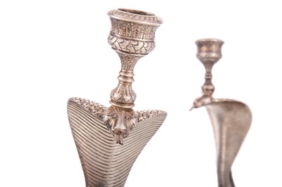 Lot 1300 - GOOD AND RARE PAIR OF VICTORIAN NOVELTY SILVER CANDLESTICKS