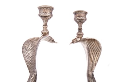 Lot 1300 - GOOD AND RARE PAIR OF VICTORIAN NOVELTY SILVER CANDLESTICKS