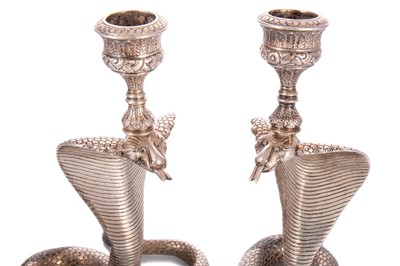 Lot 1300 - GOOD AND RARE PAIR OF VICTORIAN NOVELTY SILVER CANDLESTICKS