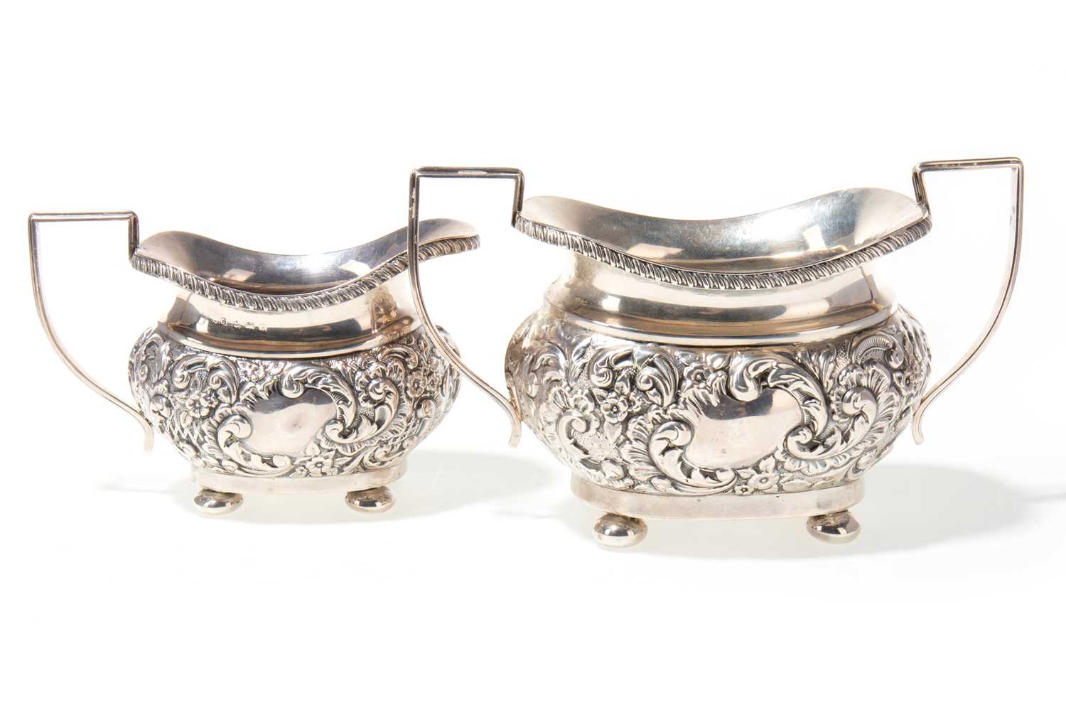 Lot 1311 - EDWARDIAN SILVER CREAM JUG AND SUGAR BOWL,