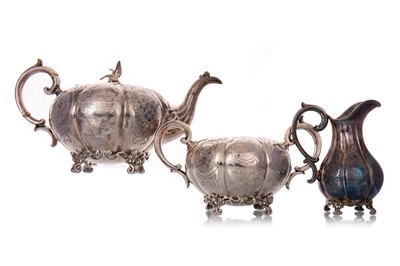 Lot 1313 - VICTORIAN SILVER THREE PIECE TEA SERVICE