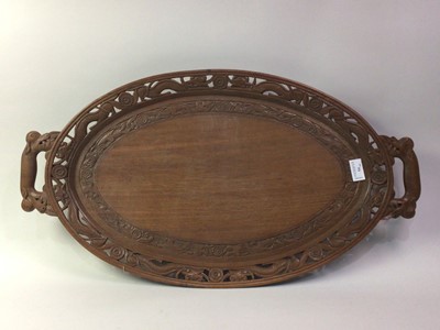 Lot 54 - SOUTH-EAST ASIAN CARVED HARDWOOD TRAY