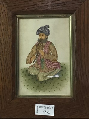 Lot 45 - INDIAN MUGHAL-STYLE PORTRAIT OF A MUSICIAN