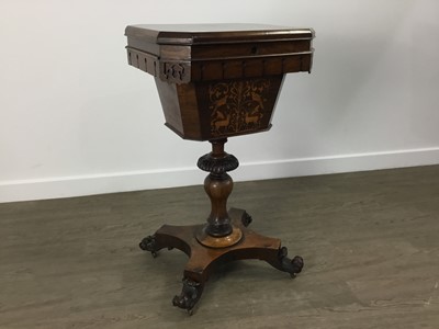 Lot 1521 - VICTORIAN ROSEWOOD SEWING TABLE