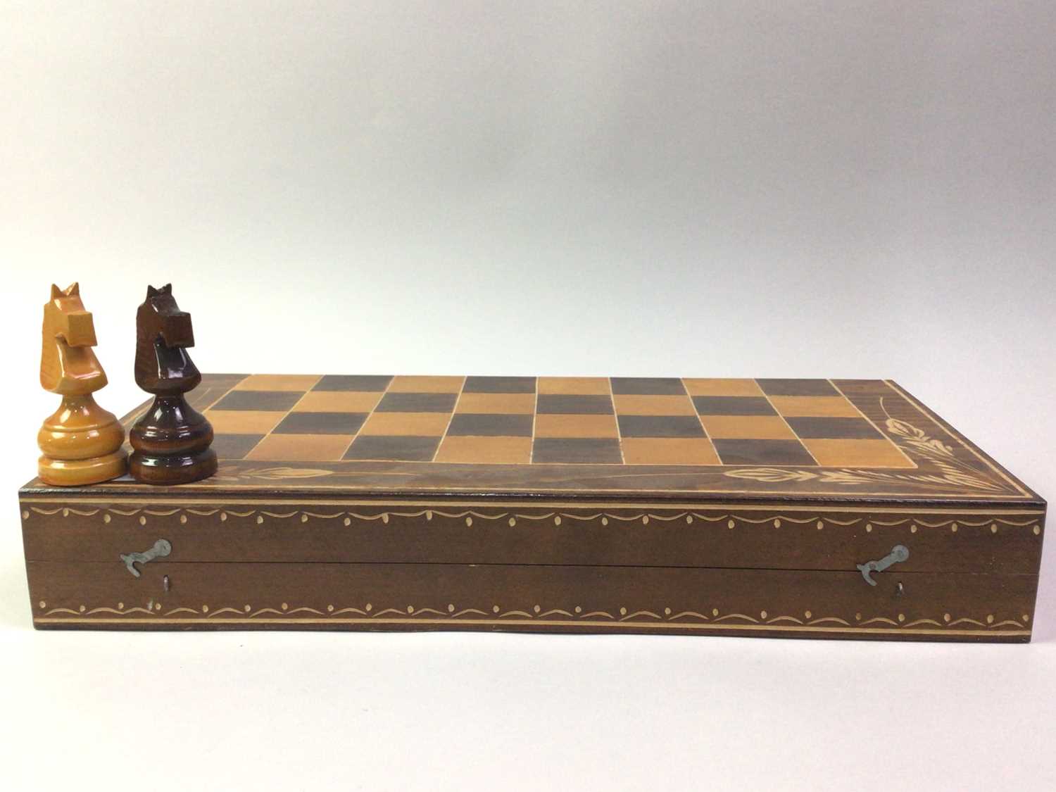 Lot 12 - WOODEN CHESS SET