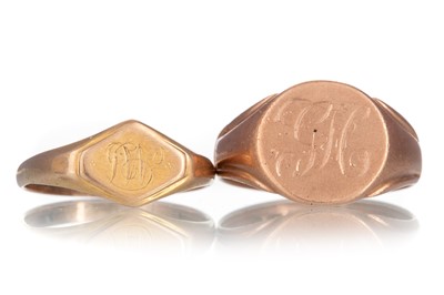 Lot 431 - TWO GOLD SIGNET RINGS