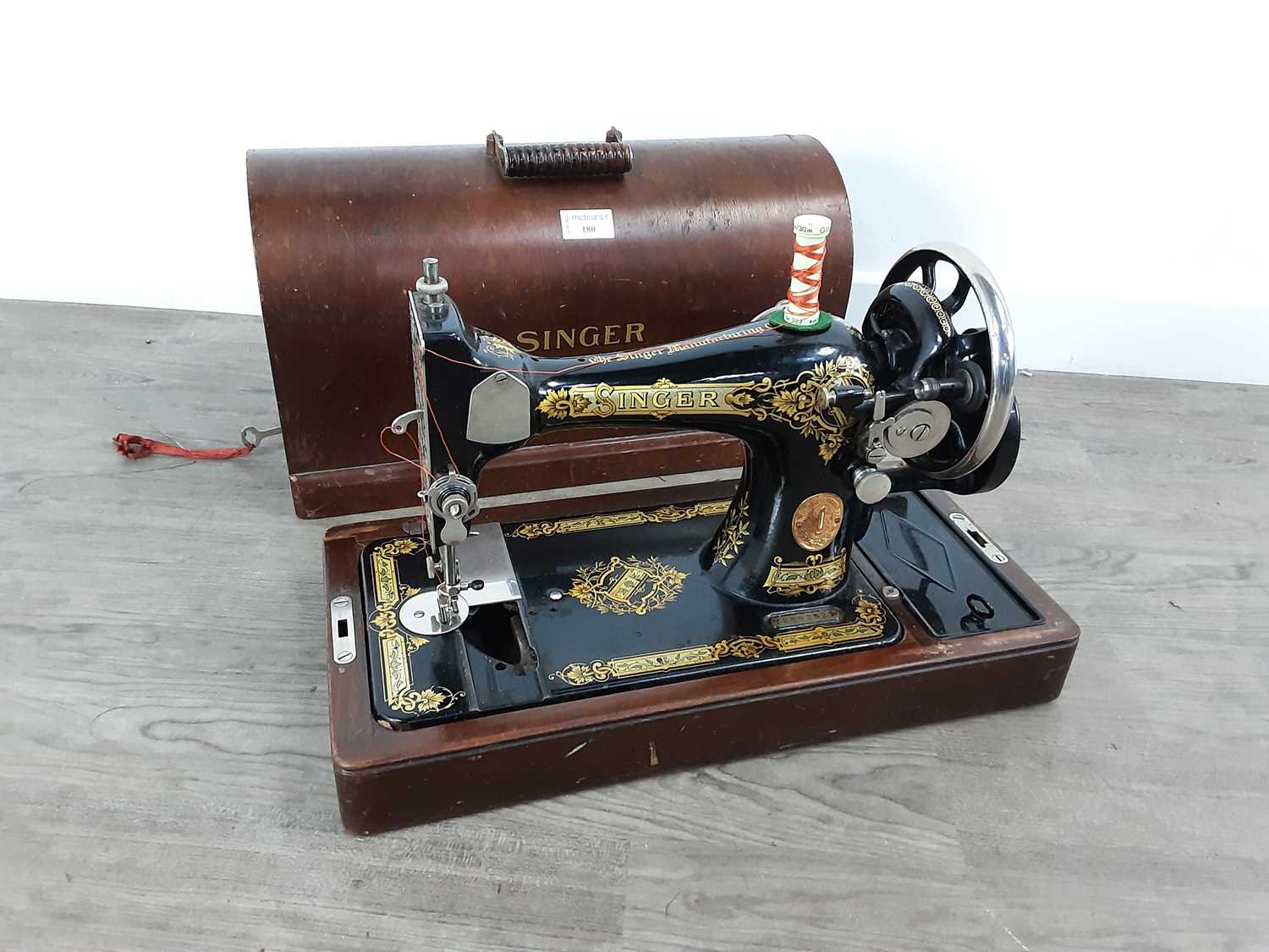 Lot 180 - SINGER PORTABLE SEWING MACHINE.