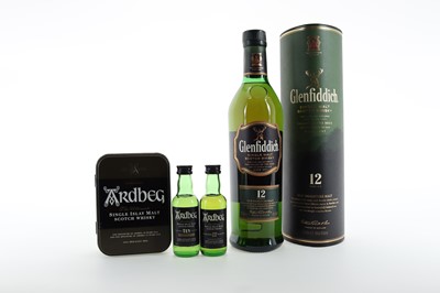 Lot 98 - ARDBEG 17 YEAR OLD AND 10 YEAR OLD MINIATURE GIFT SET AND GLENFIDDICH 12 YEAR OLD