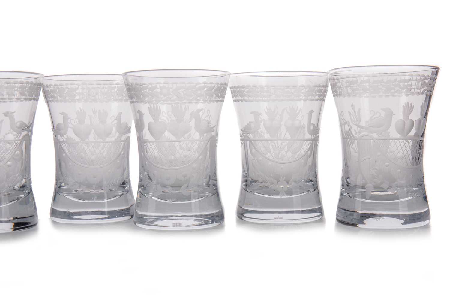 Lot 1244 - LOBMEYR, SET OF FIVE GLASS TUMBLERS