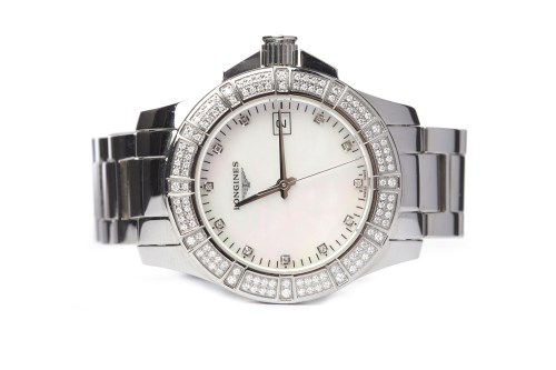Lot 804 - LADY'S LONGINES CONQUEST DIAMOND SET STAINLESS...