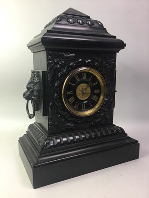 Lot 288 - BLACK SLATE MANTEL CLOCK