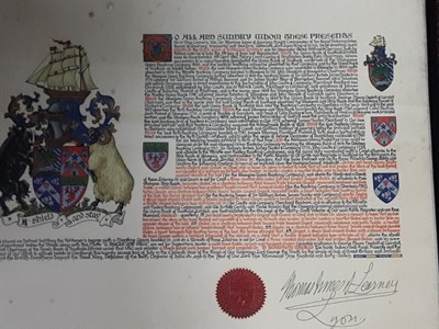 Lot 377 - FRAMED ARMORIAL COAT OF ARMS