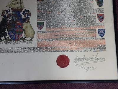 Lot 377 - FRAMED ARMORIAL COAT OF ARMS