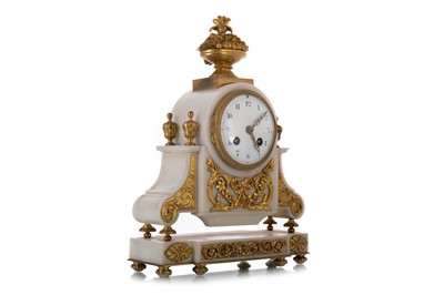 Lot 976 - FRENCH ALABASTER AND GILT METAL MANTEL CLOCK