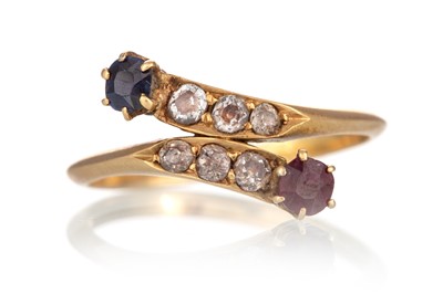 Lot 567 - SAPPHIRE, RUBY AND DIAMOND RING